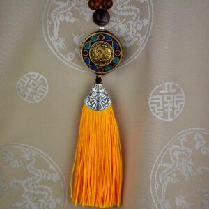 caiz1030 Collier ethnique bouddhiste conque nepal (1)
