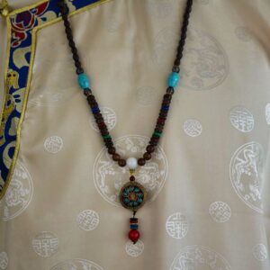 caiz1046 Collier ethnique tibétain kalachakra Tibet (Chine) (4)