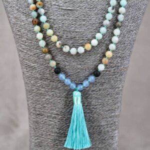 Mala collier amazonite japamala chapelet ou rosaire bouddhiste artisanat ethnique de l'Himalaya Tibet Chine