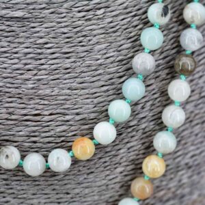 Mala collier amazonite japamala chapelet ou rosaire bouddhiste artisanat ethnique de l'Himalaya Tibet Chine