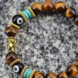 jute1007 Bracelet bouddha dzi oeil de tigre nepal (2)