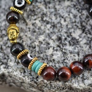jute1009 Bracelet bouddha dzi oeil de taureau nepal (3)