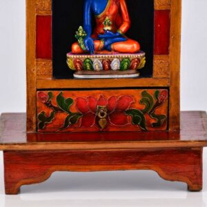 Autel en bois, bouddhiste tibétain. Artisanat du Népal Swayambhunath à Katmandou