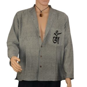 Om Tibetain chemise népalaise artisanat du Népal coton manche longue.