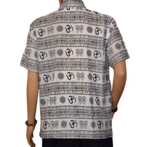 Chemise d'été manches courtes blanche 100% coton manche courte. Artisanat du Népal. Vêtements ethniques, écoresponsables et solidaires