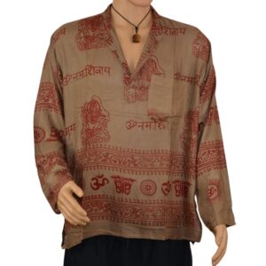 Chemise indienne manches longues Kurta Ram Name, tissu indien. Artisanat Népal. Vetement durable