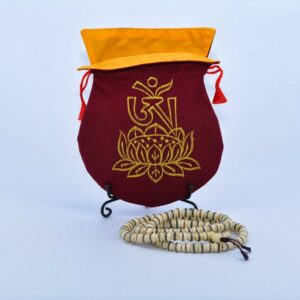 Petit sac ou pochette à Japamala Mala brodé | Artisanat tibétain du Népal | accessoire éco-responsable, éthique et solidaire. Petit sac ou pochette à Japamala Mala ethnique tibétain en coton