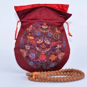 Petit sac ou pochette tibétaine à Mala Japamala - Artisanat ethnique du Népal | Accessoire éco-responsable, éthique et solidaire