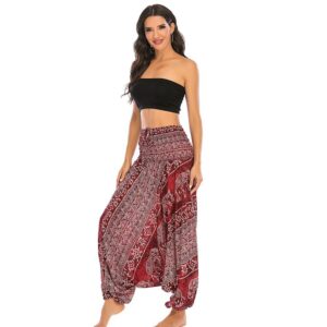 Pantalon sarouel ethnique Thai asiatique. Mode hippie chic, boho et casual