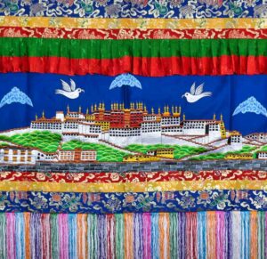 Thangka bouddhiste et tenture. Potala palais du Dalaï Lama, Lhassa, Tibet 'Chine). Artisanat tibétain, Népal. Décoration au style et ambiance de l'Himalaya