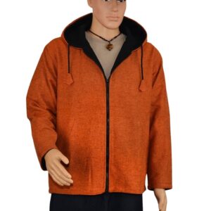 Veste polaire à capuche hoodie. Vêtement éco-responsable et éthique fabriqué au Népal. Mode casual, boho, boheme ethnique