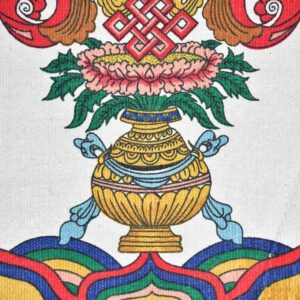 Thangka bouddhiste. Signes auspicieux du bouddhisme. Artisanat tibétain, Népal. Décoration au style et ambiance de l'Himalaya
