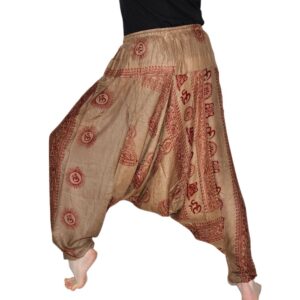 Pantalon ethnique sarouel indien en coton. Mode hippie chic, boho et casual. Artisanat du Népal