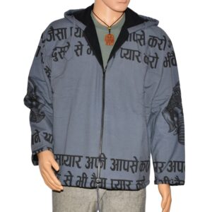 Veste hoodie polaire à capuche, motif de Ganesh. Vêtement éco-responsable et éthique fabriqué au Népal. Mode casual, boho, bohème, ethnique.
