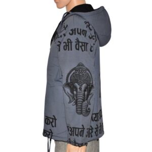 Veste hoodie polaire à capuche, motif de Ganesh. Vêtement éco-responsable et éthique fabriqué au Népal. Mode casual, boho, bohème, ethnique.