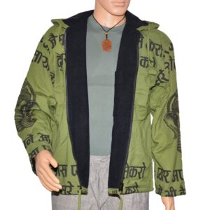 Veste hoodie polaire à capuche, motif Ganesh. Vêtement éco-responsable et éthique fabriqué au Népal. Mode casual, boho, bohème, ethnique. Artisanat du Népal.