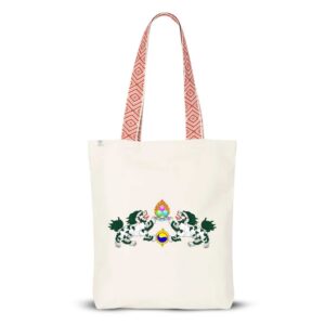 Tote bag coton biologique label GRS et Végan par EVE, mode ethnique au design bouddhiste. Shopping