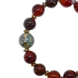 Bracelet Ethnique Traditionnel du Tibet Agate Bleue, Rouge Dzi 9 & 3 Yeux. Boutique Zen Himalayan-eshop