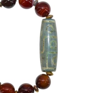 Bracelet Ethnique Traditionnel du Tibet Agate Bleue, Rouge Dzi 9 & 3 Yeux. Boutique Zen Himalayan-eshop