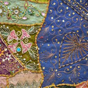 Tenture Indienne Patchwork Broderie Décoration Murale Artisanat du Rajasthan. Boutique Zen Himalayan-eshop