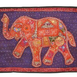 Décoration Murale Éléphant Patchwork & Passementerie Artisanat du Rajasthan en Inde. Boutique Zen Himalayan-eshop