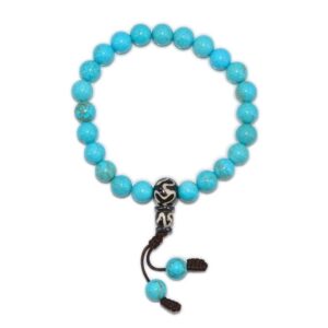 Authentique Bracelet Mala en Turquoise Perles Tibétaines Artisanales Spiritualité Bouddhiste. Boutique Zen Himalayan-eshop - Bracelets Perles Naturelles Lithothérapie