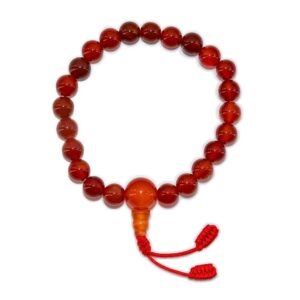 Authentique Bracelet Mala en Cornaline Perles Tibétaines Artisanales Spiritualité Bouddhiste. Boutique Zen Himalayan-eshop
