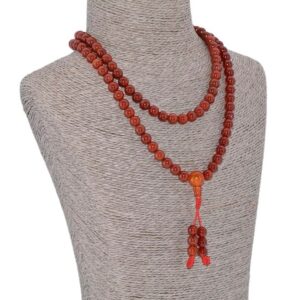 Authentique Collier Mala en Cornaline 108 Perles Tibétaines Artisanales Spiritualité Bouddhiste. Boutique Zen Himalayan-eshop