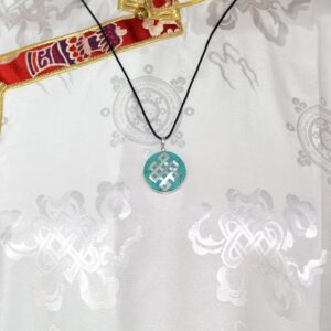 Pendentif Nœud Infini Newar - Turquoise et Nacre - Argent 925 - Import Népal - Boutique Zen Himalayan-eshop