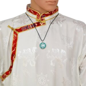 Pendentif Nœud Infini Newar - Turquoise et Nacre - Argent 925 - Import Népal - Boutique Zen Himalayan-eshop