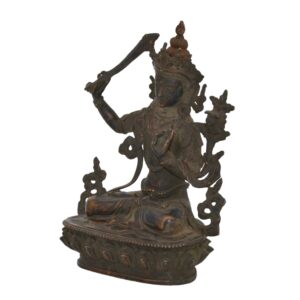 Ancienne Statue Manjushri en Bronze - L'Élégance de l'Art Sacré et de l'Antiquité du Népal - Boutique Zen Himalayan-eshop