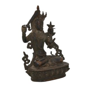 Ancienne Statue Manjushri en Bronze - L'Élégance de l'Art Sacré et de l'Antiquité du Népal - Boutique Zen Himalayan-eshop