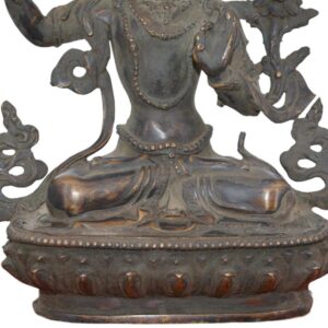 Ancienne Statue Manjushri en Bronze - L'Élégance de l'Art Sacré et de l'Antiquité du Népal - Boutique Zen Himalayan-eshop