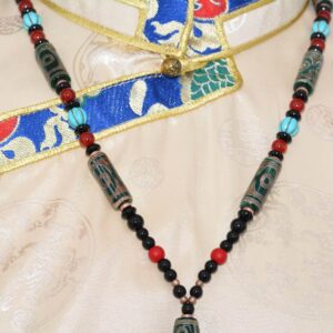 Collier Tibétain Dzi Unique Agate Multi Yeux pour Équilibre et Harmonie - Artisanat du Tibet - Boutique Zen Himalayan-eshop