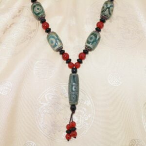 Collier Dzi Agate Tibétain Authentique Bijou Spirituel - Protection et Élégance Uniques - Idéal pour Cadeau - Boutique Zen Himalayan-eshop