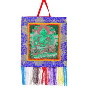 Thangka Tibétain Tara Verte Déesse Bouddhiste de la Protection et de la Compassion - Art Traditionnel - Népal