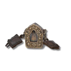 boîte à reliques tibétaine de pèlerinage bouddhiste