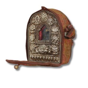 Ghau Tibétain de Collection – Reliquaire Ancien Bouddhiste en Cuivre avec Tsa-Tsa Vajradhara Art Sacré Himalayen