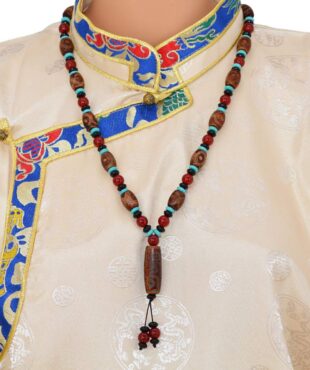 Collier Ethnique Tibétain Dzi 9 Yeux & Dzi 3 Yeux – Patine Antique Bijou Spirituel de l’Himalaya