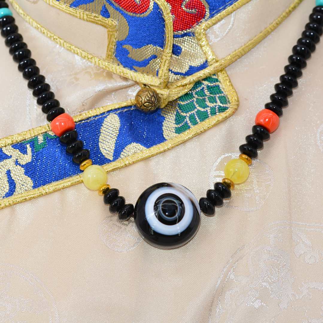 Collier Ethnique Dzi Œil de Shiva – Pièce Tibétaine Spirituelle Himalayenne