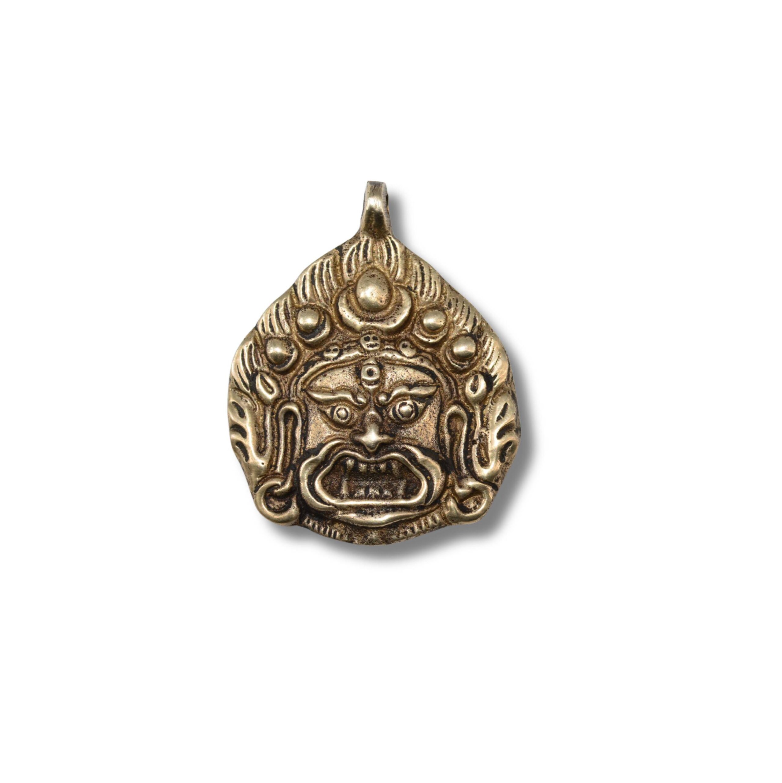 Amulette Mahakala Bhairava en Bronze Talisman Protecteur Vajrayana – Artisanat du Népal