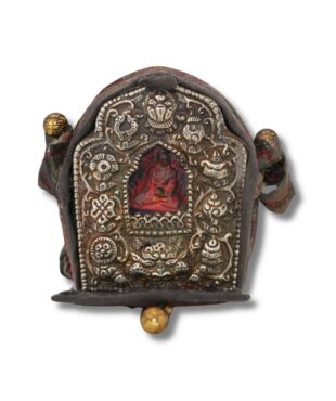 Ghau Tibétain Ancien Reliquaire Tathagata Bouddha | Cuivre & Métal Repoussé