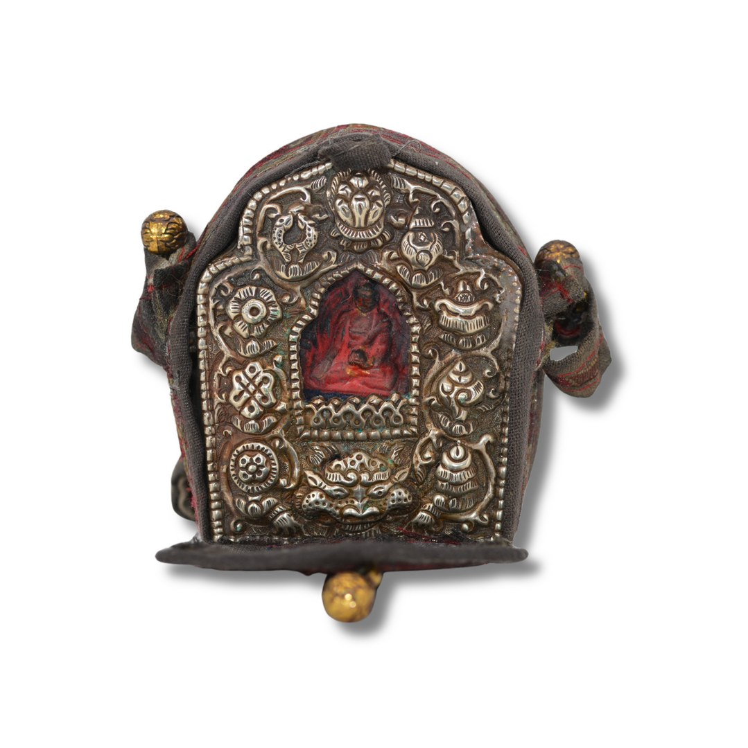 Ghau Tibétain Ancien Reliquaire Tathagata Bouddha | Cuivre & Métal Repoussé