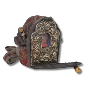 Ghau Tibétain Ancien Reliquaire Tathagata Bouddha | Cuivre & Métal Repoussé