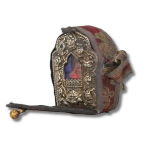 Ghau Tibétain Ancien Reliquaire Tathagata Bouddha | Cuivre & Métal Repoussé